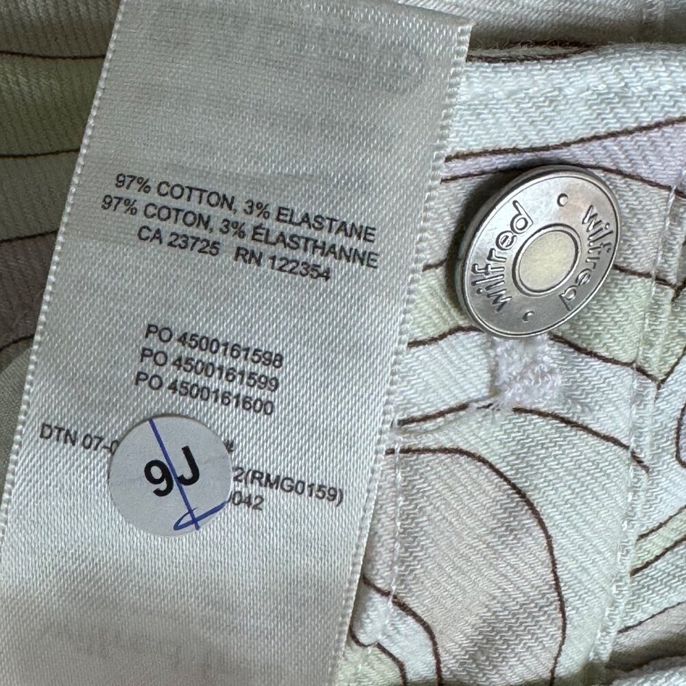 Wilfred Free Vera Pants Size 0 Green Gray Swirl Printed Cotton Stretch Twill - Picture 12 of 14